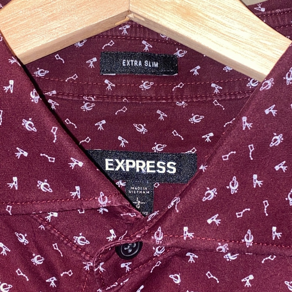 Express Extra Slim Constellation Space Dress Shirt - image 3